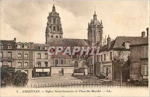 Cartes postales Argentan Eglise Saint Germain et Place du Marche