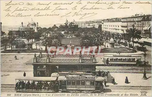 Cartes postales Nice (Alpes Marit) Vue d'Ensemble du Jardin Public Tramway