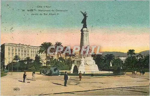 Cartes postales Nice Monument du Centenaire Jardin du Roi Albert Cote d'Azur Canon Militaria