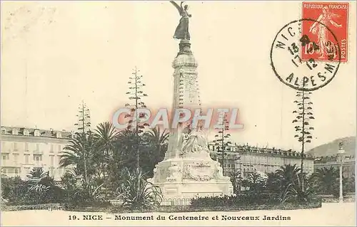 Ansichtskarte AK Nice Monument du Centenaire et Nouveaux Jardins