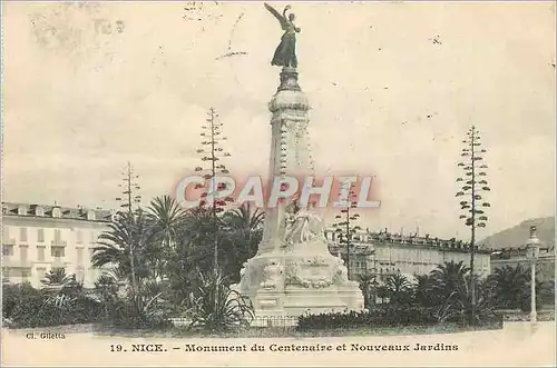 Cartes postales Nice Monument du Centenaire et Nouveaux Jardins