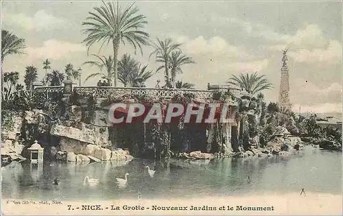 Cartes postales Nice la Grotte Nouveaux Jardins et le Monument