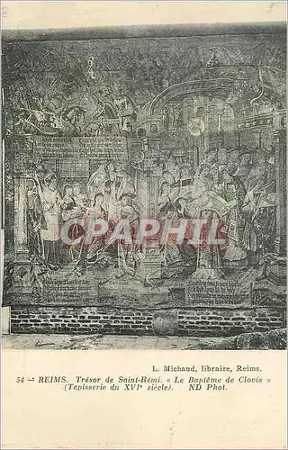 Cartes postales Reims Tresor de Saint Remi Le bapteme de Clovis Tapisserie
