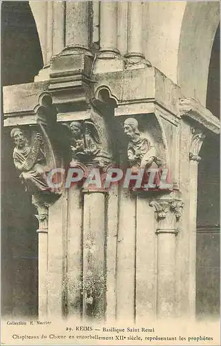 Cartes postales Reims Basilique Saint Remi Chapiteaux du ch�ur en encorbellement reprensentant les prophetes