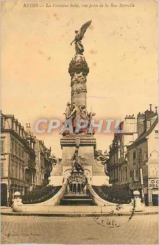 Cartes postales Reims Fontaine Sube Vue Prise de la Rue Buirelle