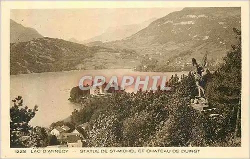 Ansichtskarte AK Lac D'Annecy Statue de St Michel et Chateau de Guingt