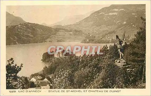 Cartes postales Lac D'Annecy Statue de St Michel et Chateau de Guingt