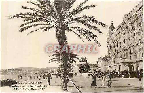 Cartes postales Cannes Boulevard de la Croisette et Hotel Carlton