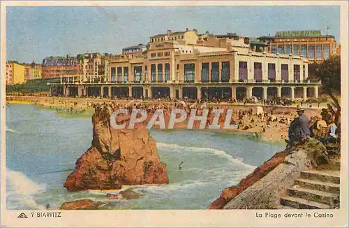 Cartes postales Biarritz la Plage Devant le Casino