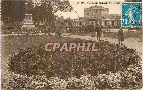 Cartes postales Reims Jardin Colbert vers la Gare