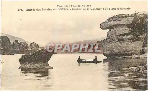 Cartes postales Frontiere Franco Suisse Entree des Bassins du Doubs Rocher de la Casquette et Table d'Hercule