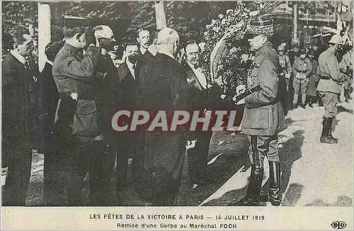 REPRO Les Fetes de la Victoire a Paris 14 Juillet 1919 Remise d'une Gerbe au Marechal Foch