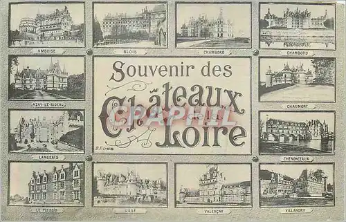 Cartes postales Souvenir des Chateaux de la Loire Amboise Blois Chambord Azay le Rideau Chaumont
