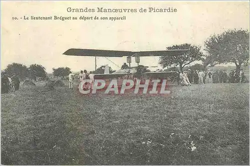 REPRO Grandes Manoeuvres de Picardie le lieutenant Breguet au depart de son appareil Avion Aviation