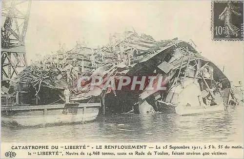 REPRO Le Renflouement Catastrophe du Liberte le 25 Septembre 1911