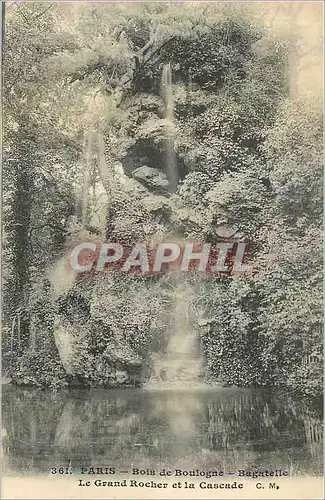 Cartes postales Paris Bois de Boulogne Bagatelle Le Grand Rocher et la Cascade