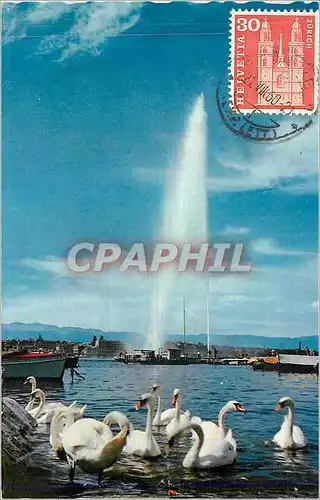 Moderne Karte Geneve Le Jet d'Eau (120 m) et les Cygnes
