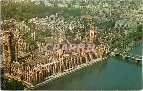 Moderne Karte London Aerial View of Houses of Parliament Big Ben Westminster Abbey and Whitehall