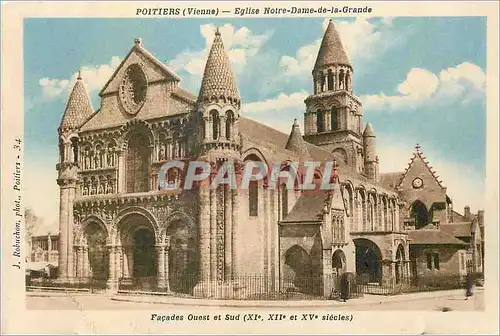 Ansichtskarte AK Poitiers (Vienne) Eglise Notre Dame de la Grande Facades Ouest et Sud (XIe XIIe et XVe Siecles)