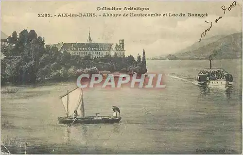 Cartes postales Aix les Bains Abbaye de Hautecombe et Lac du Bourget Bateaux