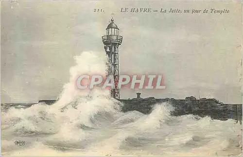 Cartes postales Le Havre La Jetee un Jour de Tempete Phare