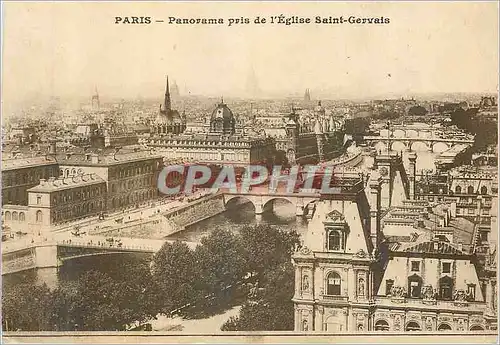 Cartes postales Paris Panorama pris de l'Eglise Saint Gervais