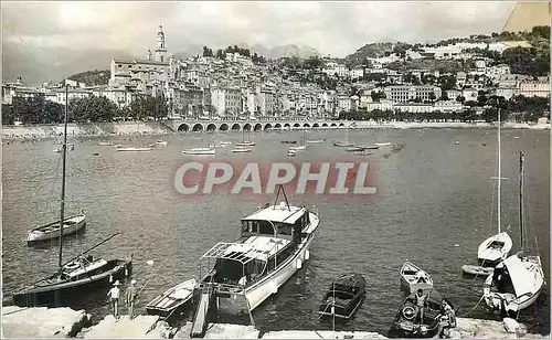 Moderne Karte Port et la Vieille Ville Menton Bateaux