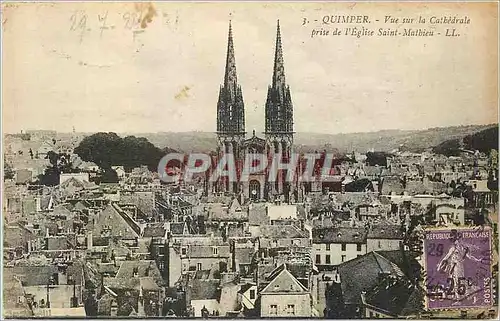 Cartes postales Quimper Vue sur la Cathedrale prise de l'Eglise Saint Mathieu