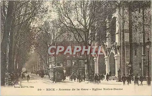 Cartes postales Nice Avenue de la Gare Eglise Notre Dame Tramway