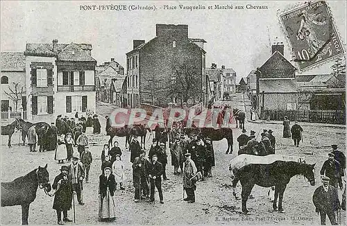 REPRO Pont l'eveque (Calvados) Place Vauquelin et Marche aux Chevaux