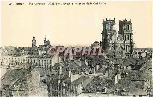 Ansichtskarte AK Rennes Vue Generale L'Eglise Sst Sauveur et les Tours de la Cathedrale