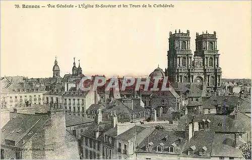 Cartes postales Rennes Vue Generale L'Eglise Sst Sauveur et les Tours de la Cathedrale