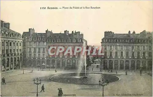 Cartes postales Rennes Place du Palais et la Rue Bourbon