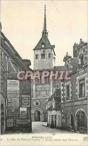 Cartes postales Romorantin La Rue du Pont et l'Eglise