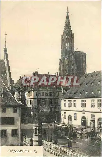 Ansichtskarte AK Strassburg Pont des Corbeaux et la Cathedrale Tramway