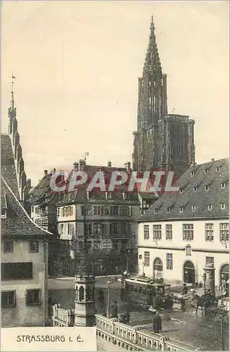 Cartes postales Strassburg Pont des Corbeaux et la Cathedrale Tramway