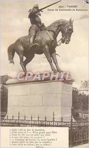 Cartes postales Vannes Statue du Connetable de Richemont