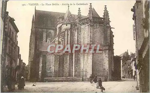 Cartes postales Vannes La Place Brulee Abside de la Cathedrale