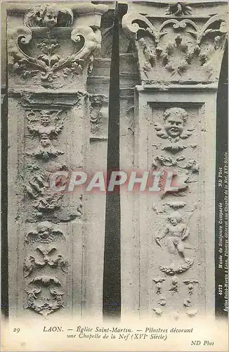 Cartes postales Laon Eglise Saint Martin Pilastres Decorant une Chapelle de la Nef (XVIe Siecle)