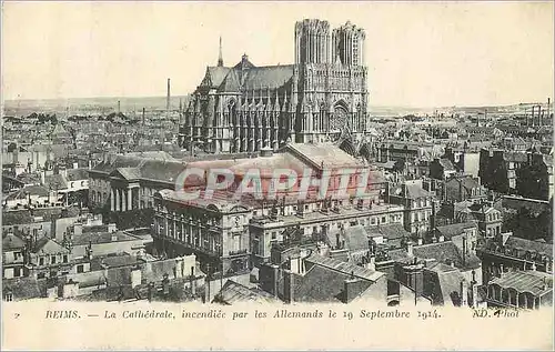 Ansichtskarte AK Reims La Cathedrale Incediee par les Allemands le 19 Septembre 1914