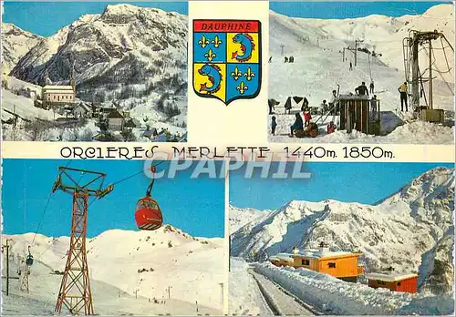 Moderne Karte Orcieres Merlette (Hautes Alpes) la Station pendant la Saison d'Hiver