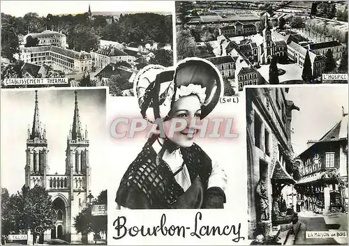 Cartes postales moderne Bourbon Lancy Etablissement thermal L'eglise L'hospice La maison de bois