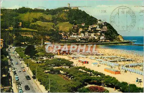 Cartes postales moderne San Sebastian Plage Ondarreta et Mont Igueldo