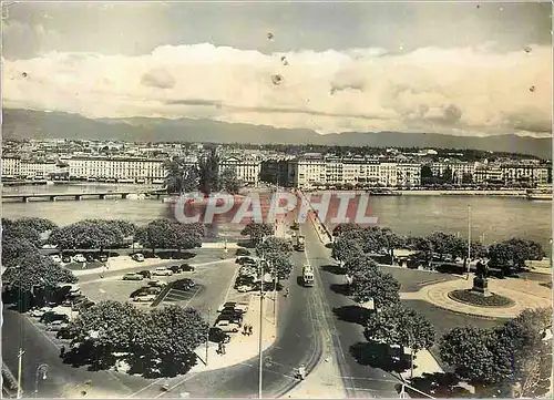 Moderne Karte Geneve Pont du Mont Blanc et le Jura