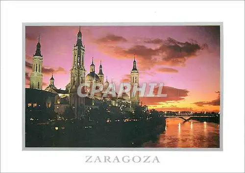 Moderne Karte Zaragoza Basilica Del Pilar Y Rio Ebro