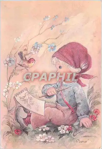 Cartes postales Enfant Oiseau