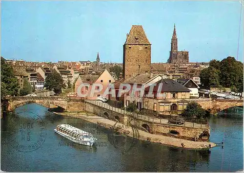 Moderne Karte Strasbourg (Bas Rhin) Les Ponts Couverts et la Cathedrale