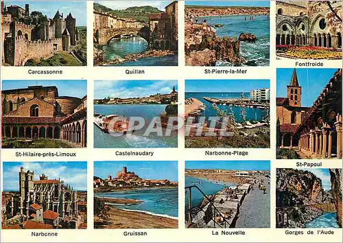 Cartes postales moderne Visages de l'Aude Carcassonne Quillan St Pierre la Mer Fontfroide Castelnaudary Gruissan