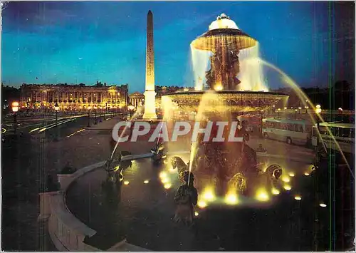 Cartes postales moderne Paris La Nuit La Place de la Concorde