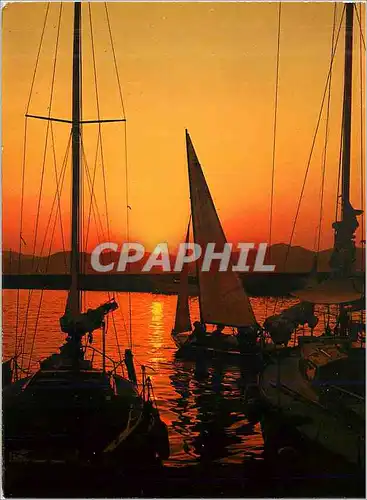 Cartes postales moderne Lumiere et Beaute de la Cote d'Azur La Rentree au Port au Soleil Couchant Bateaux